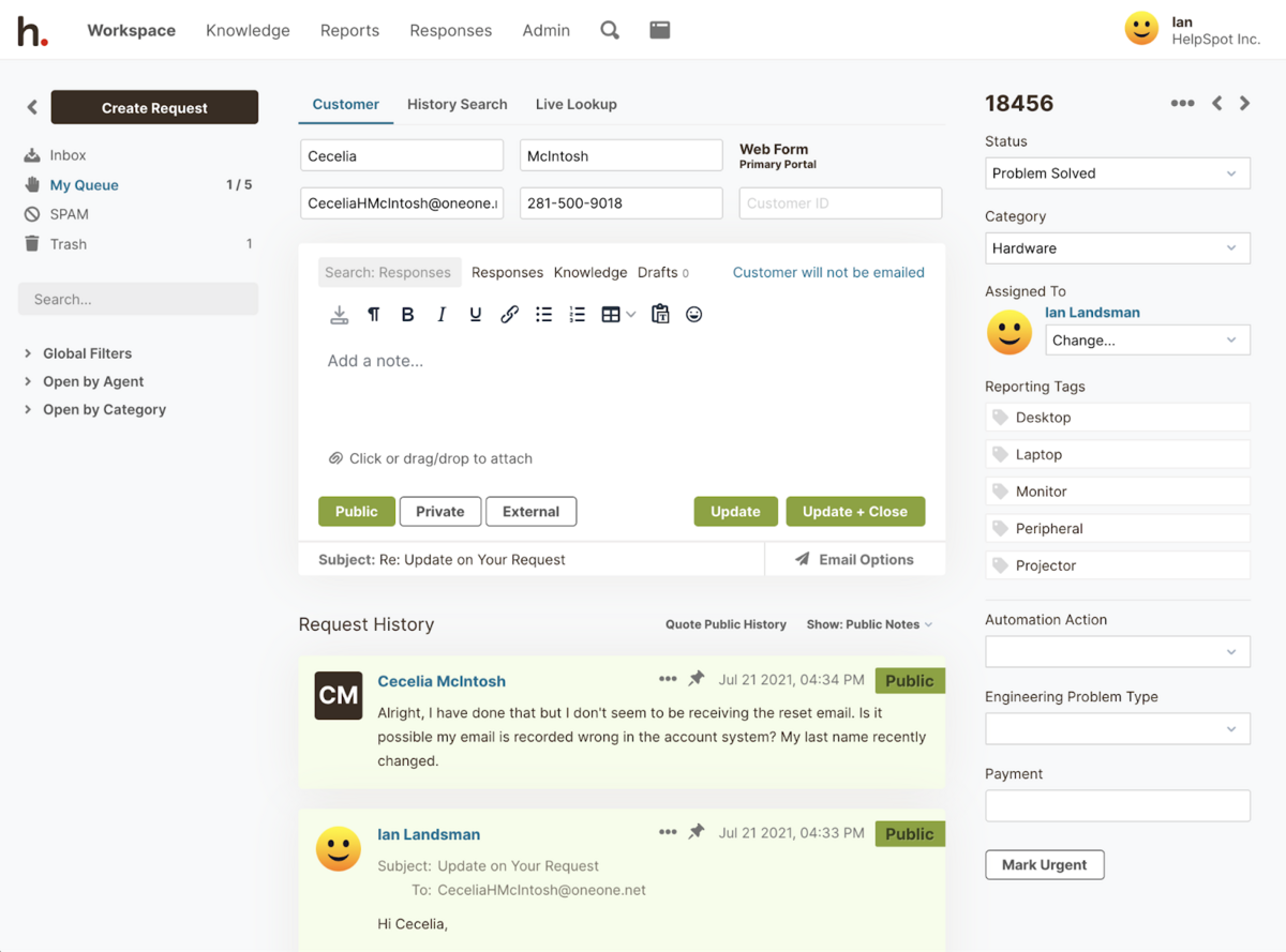 Ticket interface