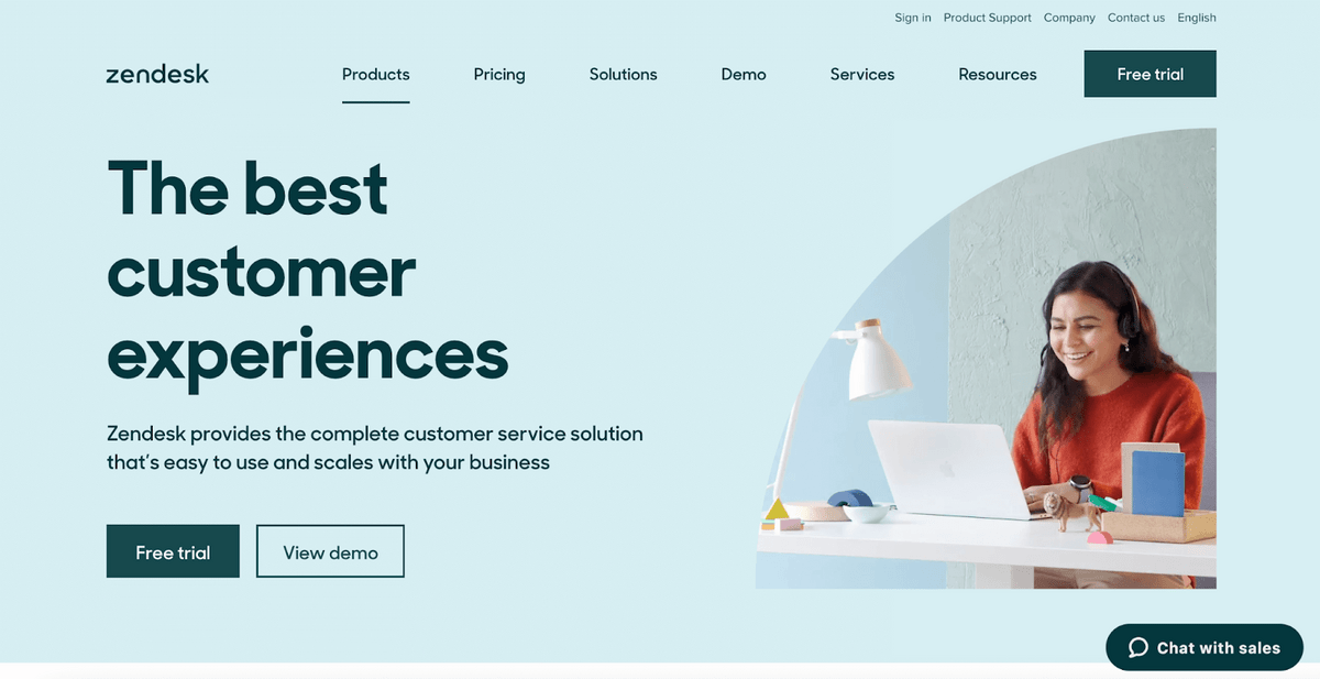 Zendesk homepage